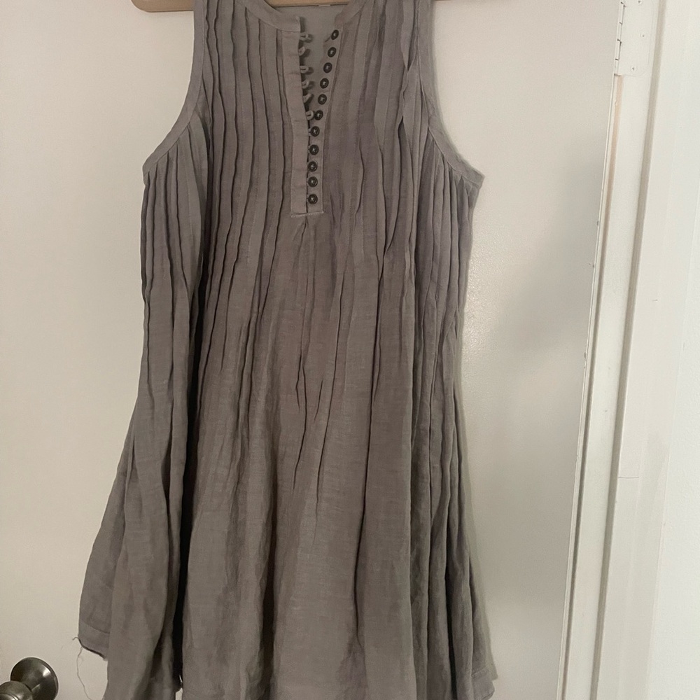 Anthropologie Gray Pleated Halter Sundress